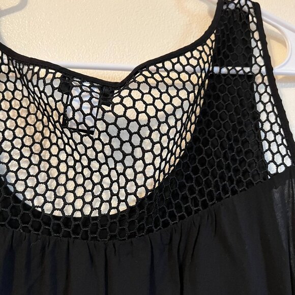 Torrid womens top, Black challis embellished mesh tank top, size 1 - Picture 3 of 6